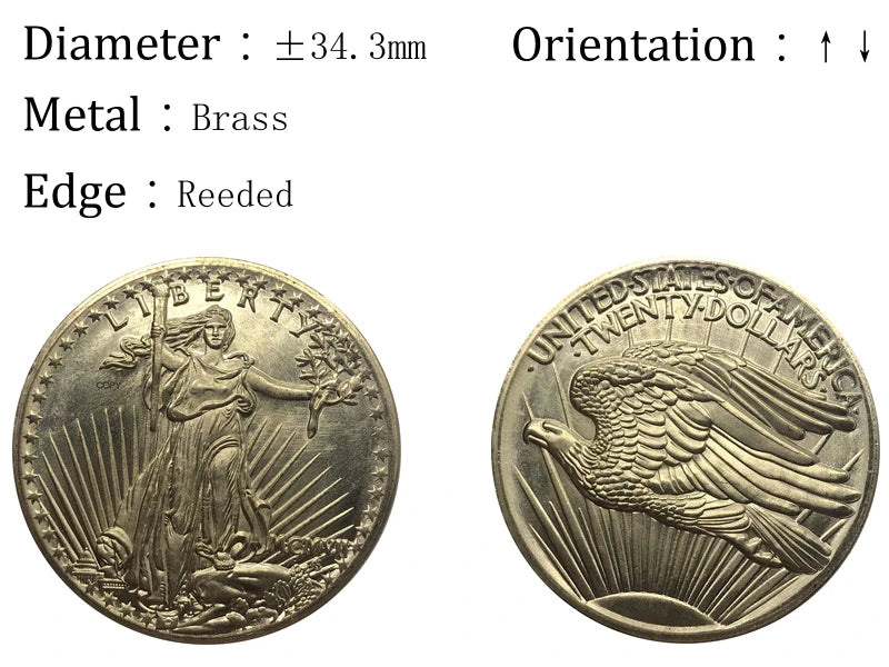 USA 1907 20 Dollars Gold Metal Coins